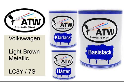 Volkswagen, Light Brown Metallic, LC8Y / 7S: 1L Lackdose + 1L Klarlack + 500ml Härter - Set, von ATW Autoteile West.